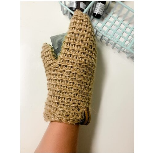 Купить Мочалка-рукавичка, для пилинга, кесе/рукавица-для бани/jute.krd, бежевый, растительное волокно