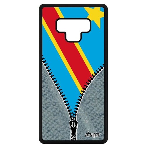 фото Защитный чехол для телефона // samsung galaxy note 9 // "флаг конго киншаса на молнии" стиль дизайн, utaupia, серый