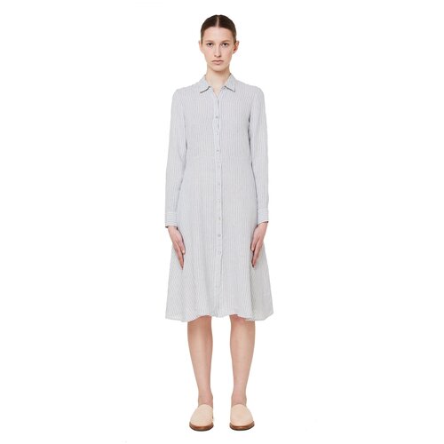 фото 120% lino льняное платье-рубашка в полоску 38