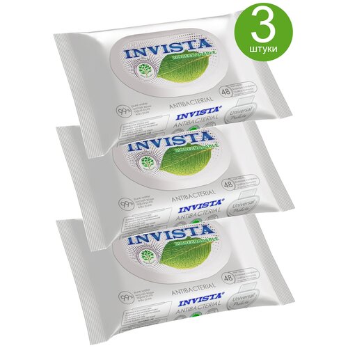 KG331987/3 Набор влажных салфеток Invista Bio White антибактериальные, c клапаном, 48 шт/3 уп