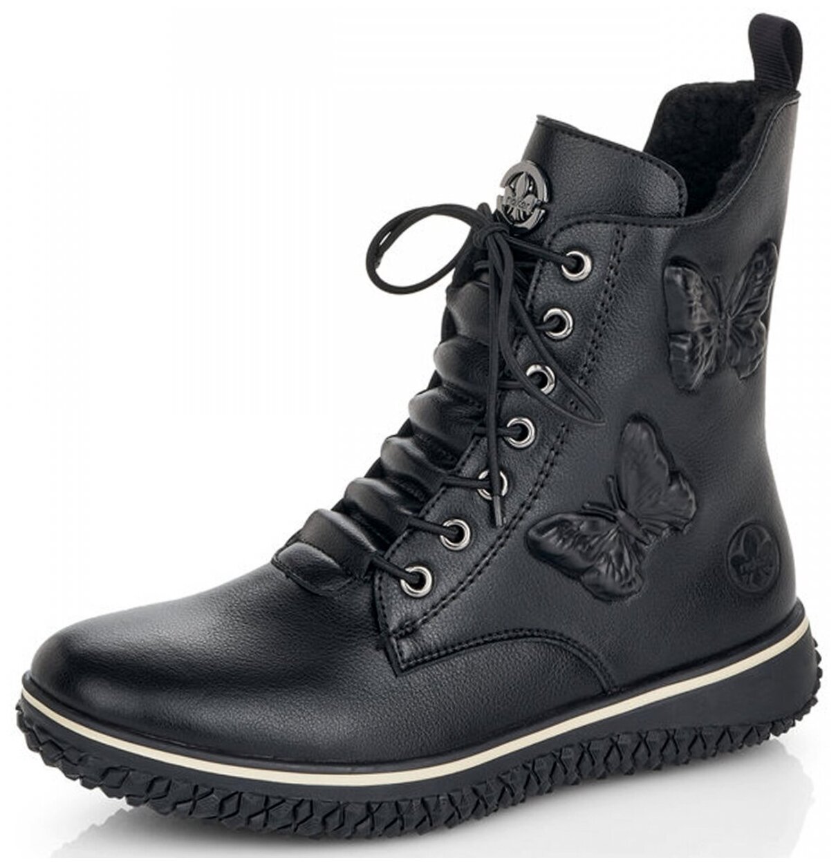 фото Rieker Z4214-00V женские ботинки черный искусственная кожа зима