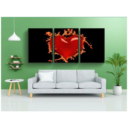 фото Набор модулных постеров для интерьера "сердце, пламя, огонь" 60x90 см. в тубусе, без рамки lotsprints