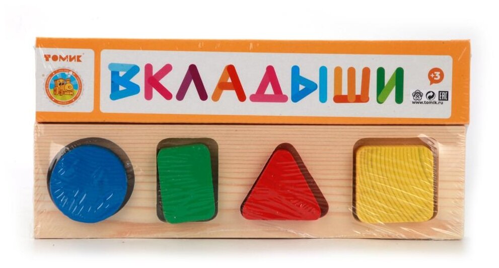 Рамка-Вкладыш развивающая игрушка Томик "Геометрия Малая" 4 дет. 411