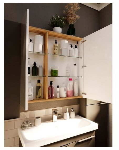 Зеркальный Шкаф для ванной Gaula 60 2д.Black - фотография № 7