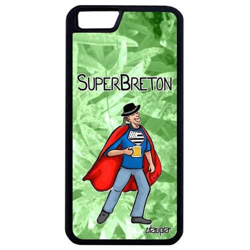 фото Противоударный чехол на смартфон // apple iphone 6 plus // "супербретонец" супергерой бретань, utaupia, светло- зеленый