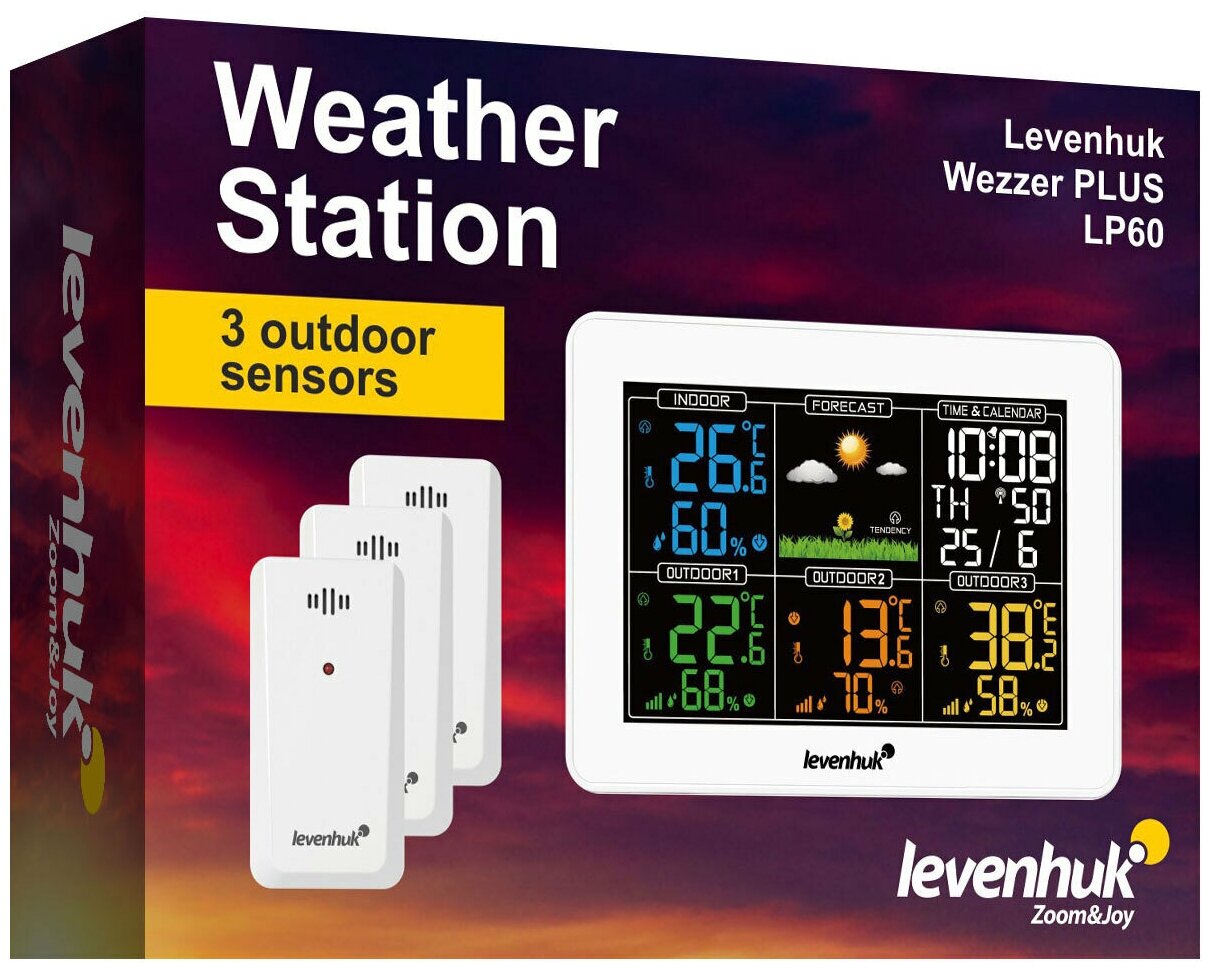 Метеостанция Levenhuk Wezzer PLUS LP60 / Термометр гигрометр комнатный с наружными датчиками. Метеостанция. - фотография № 2