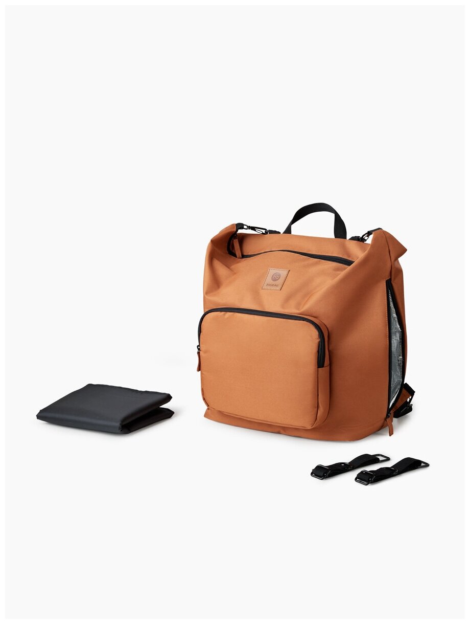 40024, Сумка-рюкзак Happy Baby для мамы и папы, отделение для ноутбука, термо-карман, пеленальный коврик, оранжевая