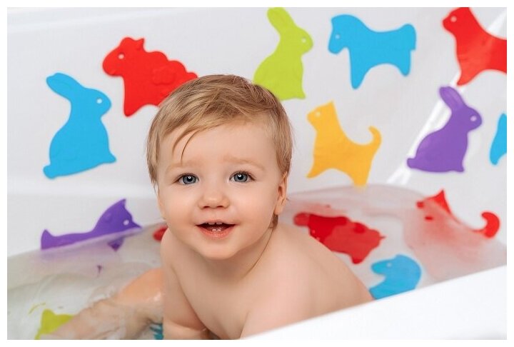 Антискользящие мини-коврики детские для ванной ANIMALS от ROXY-KIDS, 15 шт, цвета в ассортименте