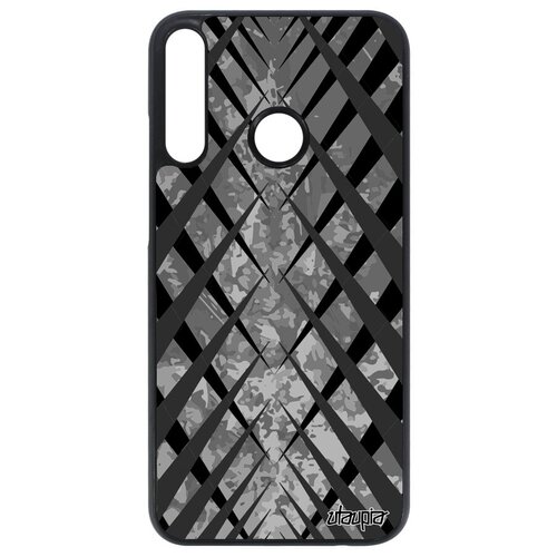 фото Качественный чехол на смартфон // huawei p40 lite e // "дизайн сталактит" стиль ромб, utaupia, серый