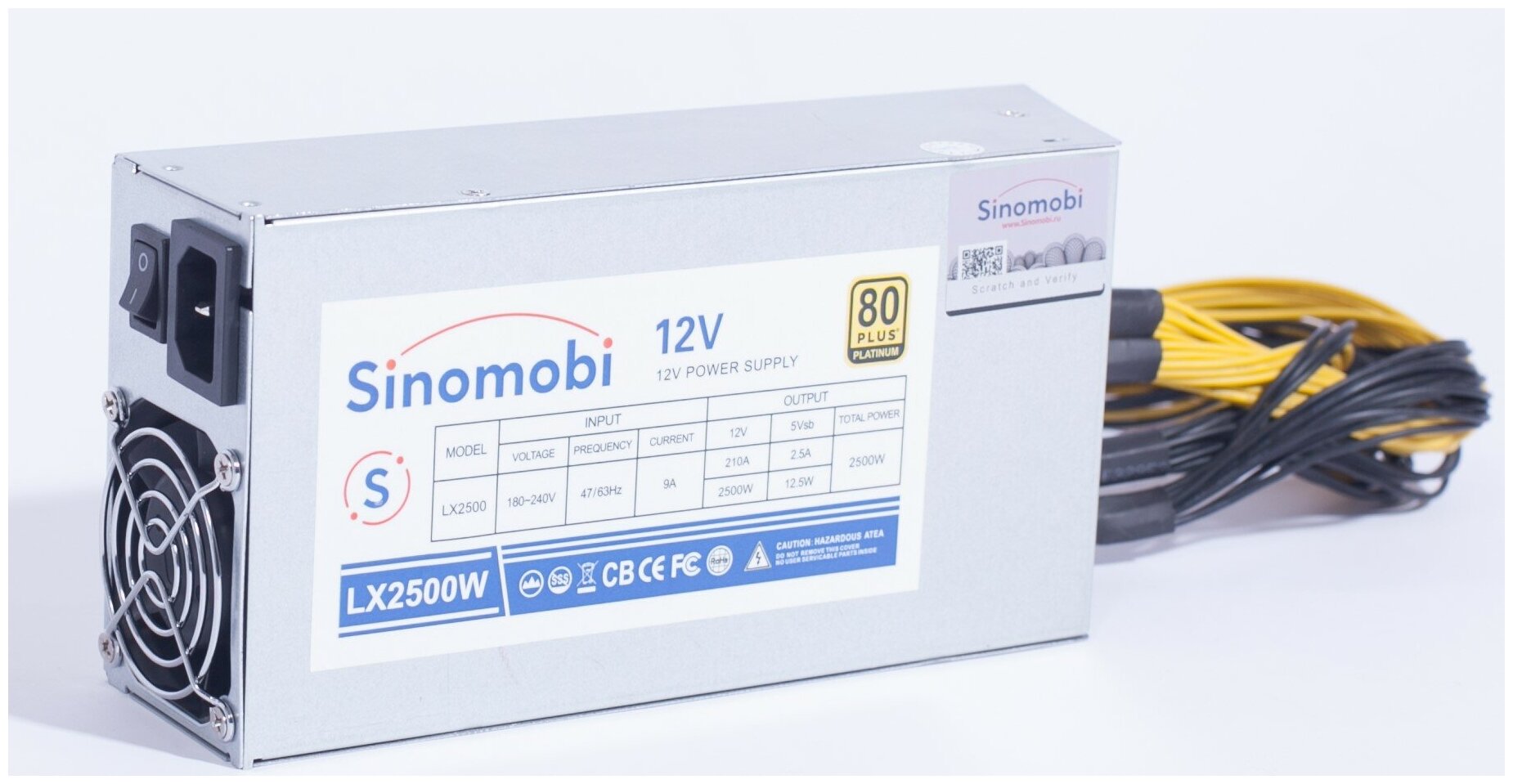 Блок питания для асика LX 2000W Sinomobi для майнинга Antminer Bitmain S9 T9 L3 Avalon и другие майнеры