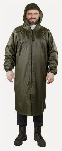 Изображение товара Дождевик-плащ цвета хаки на молнии многоразовый с ПВХ-покрытием, размер 56-58 (XXL), рост 170-176, грандмастер, 610848