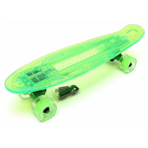 фото Мини-круизер пениборд полностью светяшийся скейтборд зеленый пенниборд