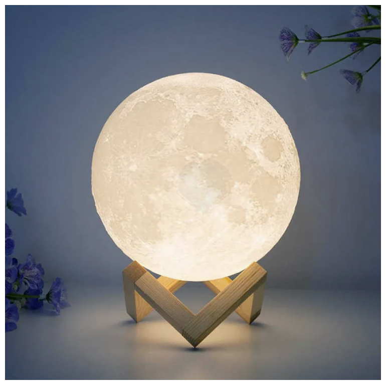 3D Луна ночник с подставкой 3 режима света встроенный аккумулятор включение касанием 12 см