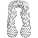 Наволочка к подушке для беременных анатомическая AmaroBaby 340х72 (Зигзаг серый) - изображение