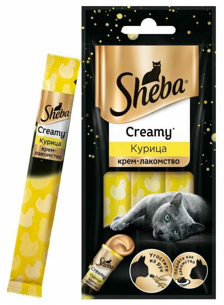 Лакомство для кошек Sheba Creamy с курицей, 36 г - фотография № 4