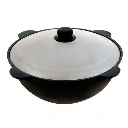 Казан чугунный Узбекский 10 литров c алюминиевой крышкой