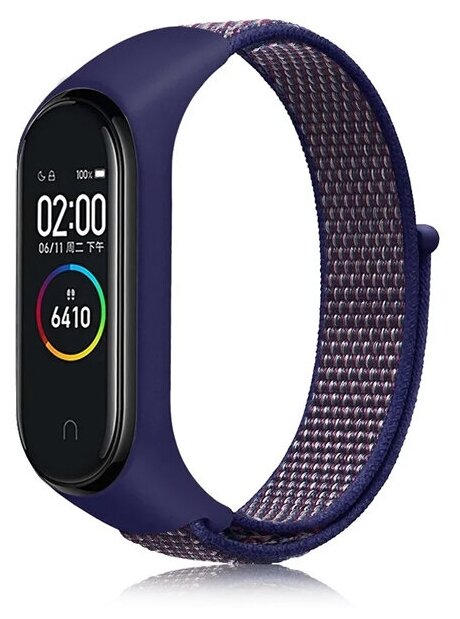 DF / Ремешок из нейлона для Xiaomi Mi Band 3/4/5/6/Smart Band 6 DF xiNylonband-01 (фиолетово-синий)