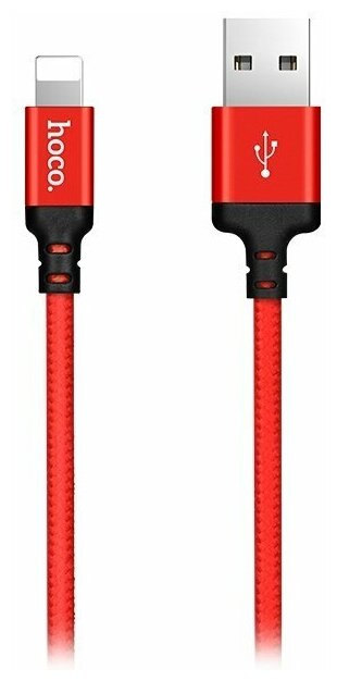 Кабель USB iPhone Lightning Hoco X14 (1 м.) <черно-красный>
