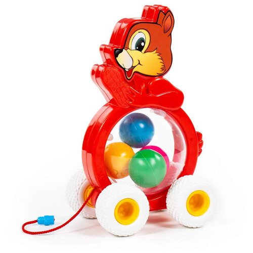 Каталка-игрушка Полесье Бимбосфера - Бурундук (54449), красный