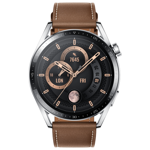 Умные часы HUAWEI Watch GT 3 Classic 46 мм 46 мм GPS, коричневый/серебристый