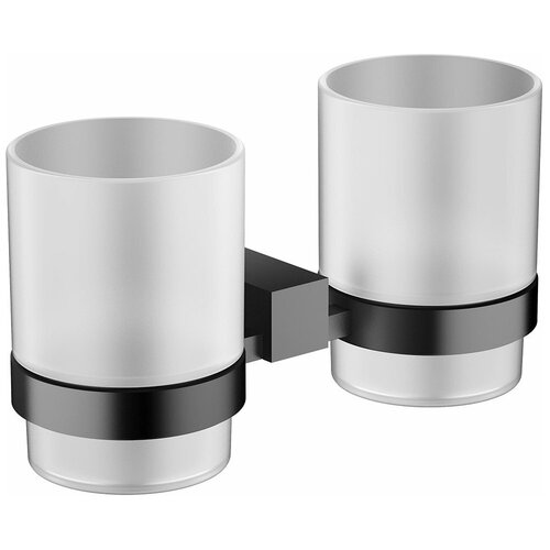 Двойной стакан для зубных щеток ZEEGRES Cub, черный матовый