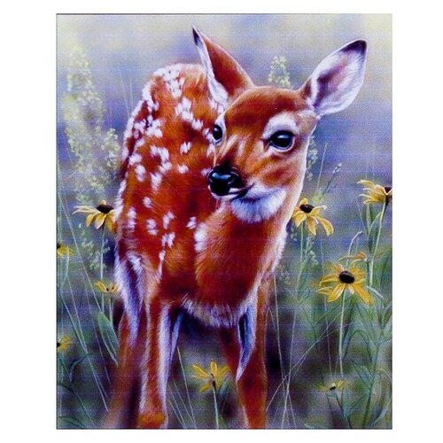 Купить Алмазная мозаика «Олененок» 25 × 35 см, 35 цветов, MILATO
