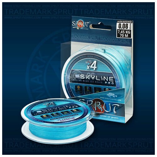 фото Леска плетеная sprut skyline ice braid pro x 4 cristal blue 0.10 70м