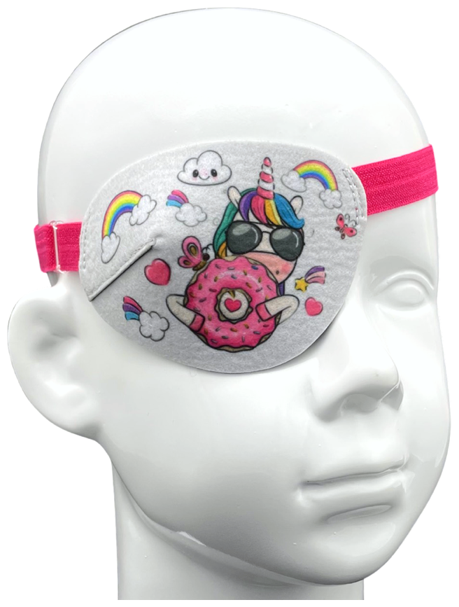 Окклюдер на резинке eyeOK "Единорожка с пончиком", размер взрослый, для закрытия правого глаза, анатомический