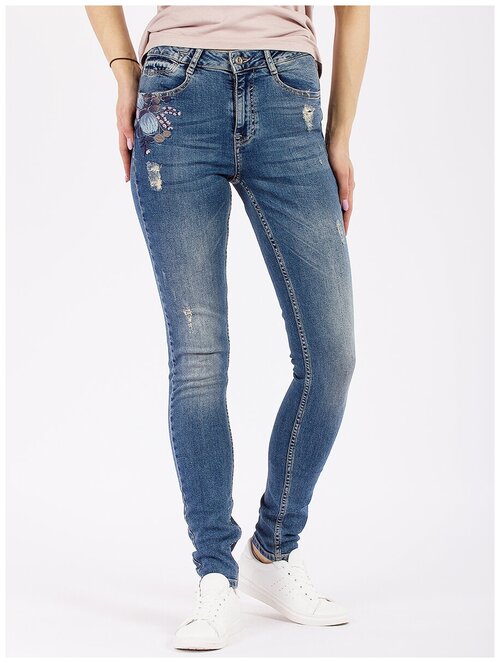 Джинсы скинни  Pantamo Jeans, прилегающие, завышенная посадка, размер 26, синий