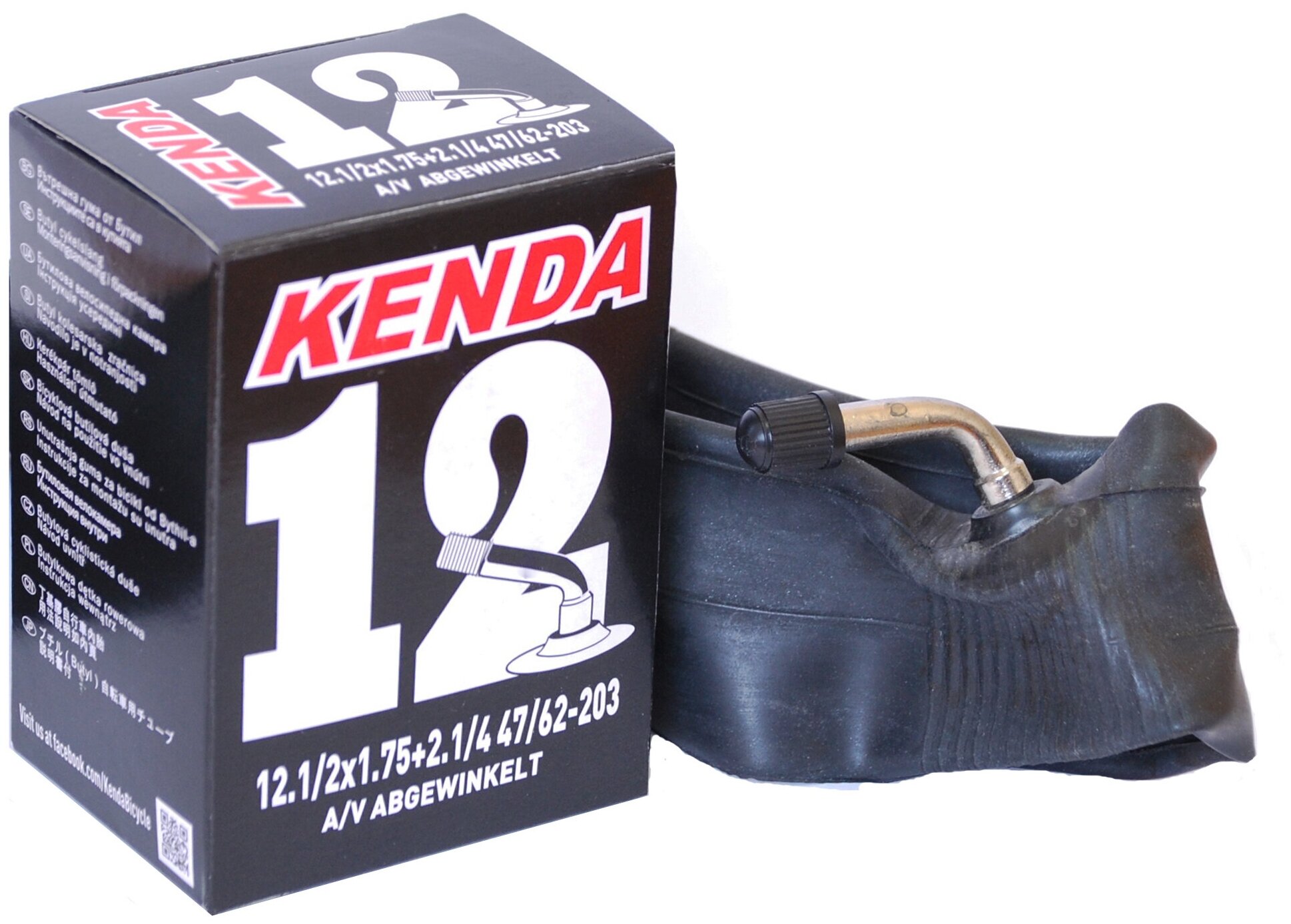 Велокамера Kenda 12x1.75-2.125 (47/62-203) A/V (гнутый ниппель)