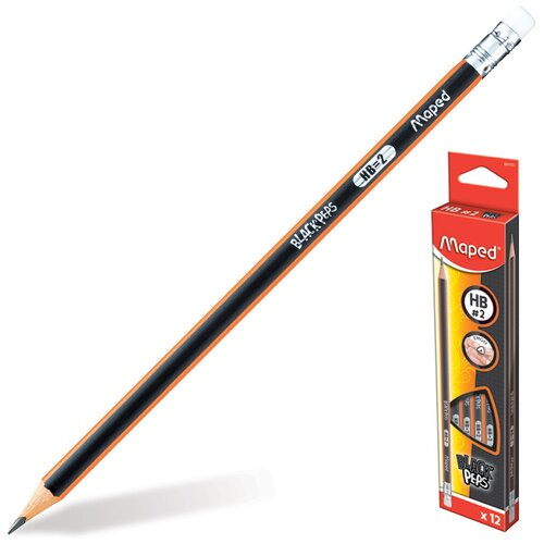 Maped Карандаш чернографитный Black Pep's (851721) черный 12 шт. staedtler набор чернографитовых карандашей tradition 110 hв 12 шт с ластиком