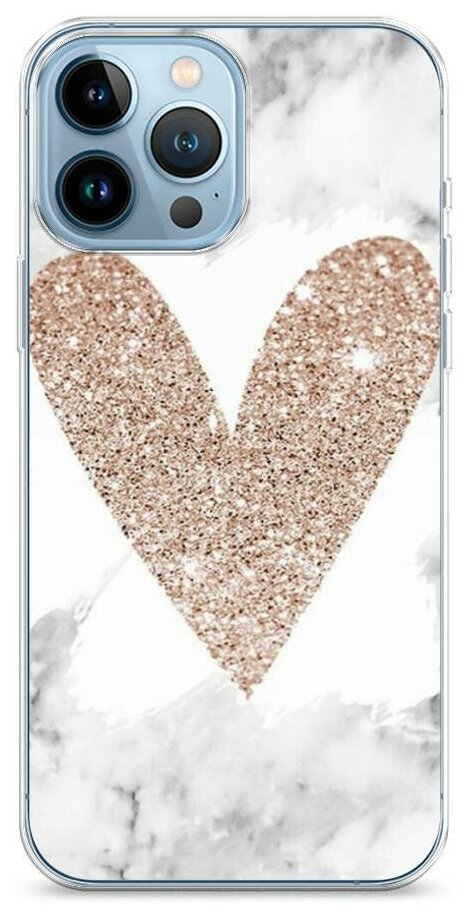 Силиконовый чехол "Сердце на мраморе" на Apple iPhone 13 Pro Max / Айфон 13 Про Макс