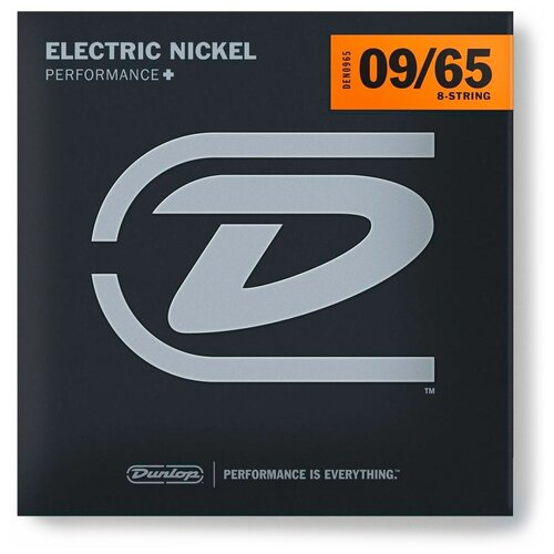 фото Dunlop electric nickel performance+ den0965 струны для 8-ми струнной электрогитары, никель 09-65