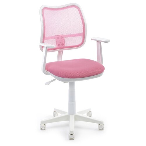 фото Детское компьютерное кресло бюрократ бюрократ ch-w797, цвет: сиденье ткань tw-13a розовая / спинка сетка tw-06a розовая