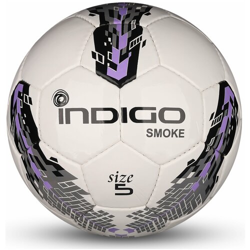 Мяч футбольный №5 IN025 INDIGO SMOKE тренировочный (PU SEMI) Бело-серо-фиолетовый футбольный мяч indigo snow in029 размер 2