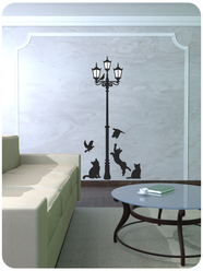 Наклейка интерьерная для декора на стену "Котята под фонарём"