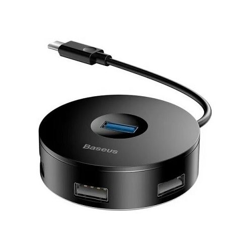 USB-концентратор Baseus round box USB HUB 4 разъема CAHUB-F01 черный