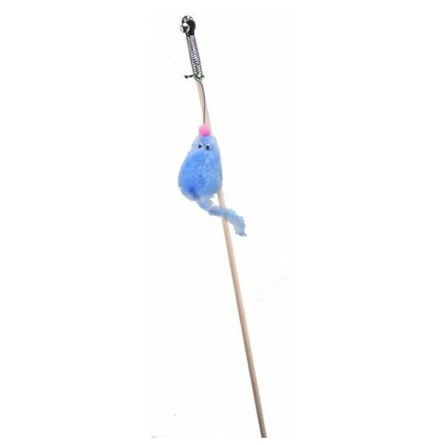 фото Махалка мышь с мятой голубой мех с хвостом из голубого меха на веревке gosi этикетка флажок