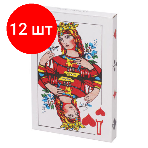 Комплект 12 шт, Карты игральные, 36 карт, с пластиковым покрытием, 454215 карты игральные с пластиковым покрытием червонная дама 36 штук