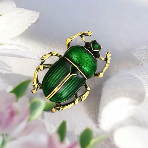 Брошь, эмаль, зеленый старинный жук украшение смола жук украшение для рукоделия статуэтка жука из смолы декор для комнаты