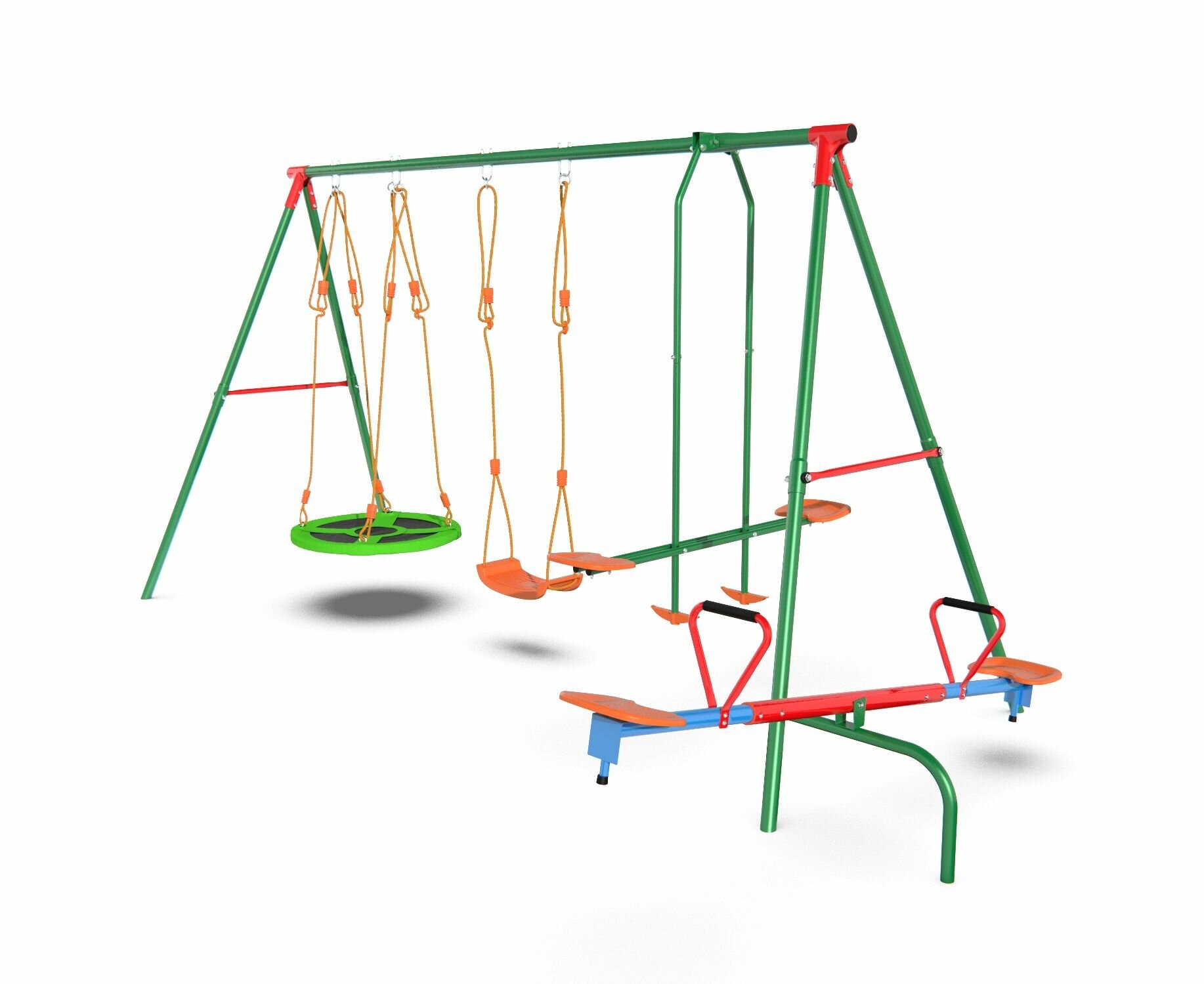 Детский игровой комплекс для дома и дачи DFC MULTIPLAY качели: планер, верёвочные, гнездо и балансир, нагрузка 145 кг