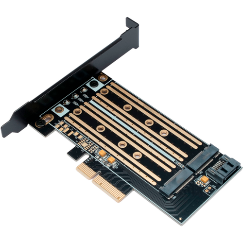 Переходник PCI-E - M.2 Gembird (MF-PCIE-NVME-SATA) адаптер m 2 nvme для pci express 4 0x4 адаптер ssd 64 гбит с поддержка 2280 2260 2242 2230 pci express совместим с pci e x4 x8 x16