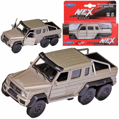 Машинка Welly 1:38 MERCEDES-BENZ G63 AMG 6X6 золотистая 43704W/золотистая welly 1 43 mercedes benz unimog alloy luxury vehicle diecast pull back cars model toy collection xmas gift
