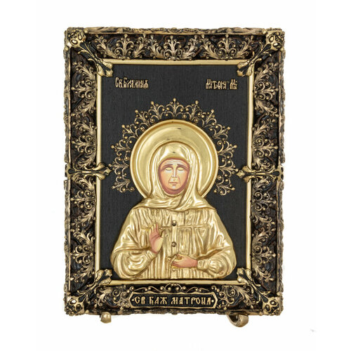Икона настольная с художественным литьём "Матрона Московская" малая, бронза