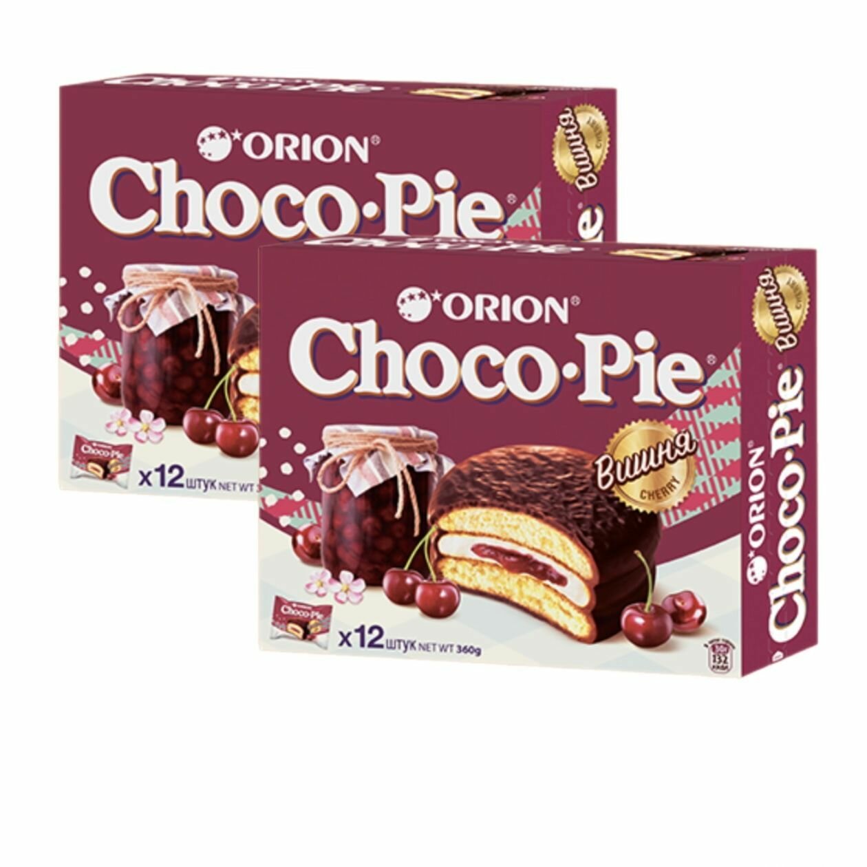 Orion Пирожное Choco Pie Вишня, 360 г х 2 шт