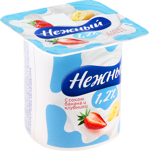 Продукт йогуртный Campina Нежный с соком банана и клубники 1.2%, 1 шт