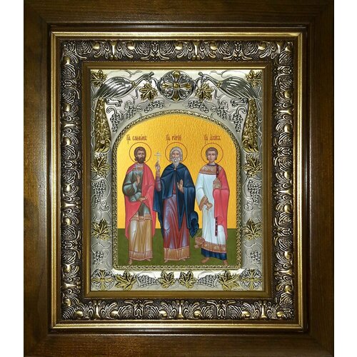 икона гурий самон и авив 26х31 ковчег 19 век Икона Гурий, Самон и Авив мученики