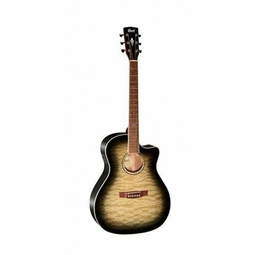GA-QF-TBB Grand Regal Series Электро-акустическая гитара, с вырезом, прозрачный черный, Cort электроакустическая гитара cort ga qf cbb
