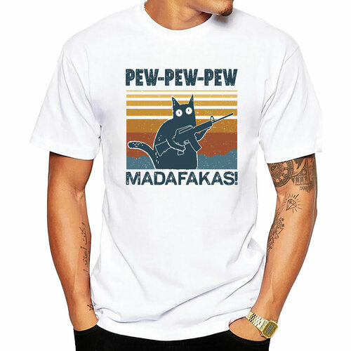 Футболка Принтис Pew-Pew-Pew, размер 2XL, белый 100 cotton chicken t shirt pew pew madafakas womens clothing funny chicken gangster meme pew pew t shirt white tees tops for men