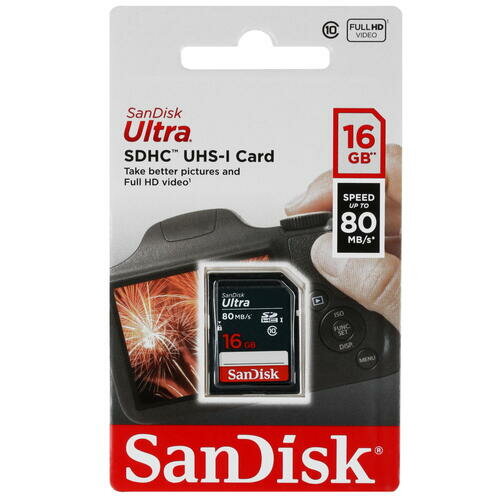 Карта памяти SanDisk Memory Card Ultra SDHC, 16 Гб